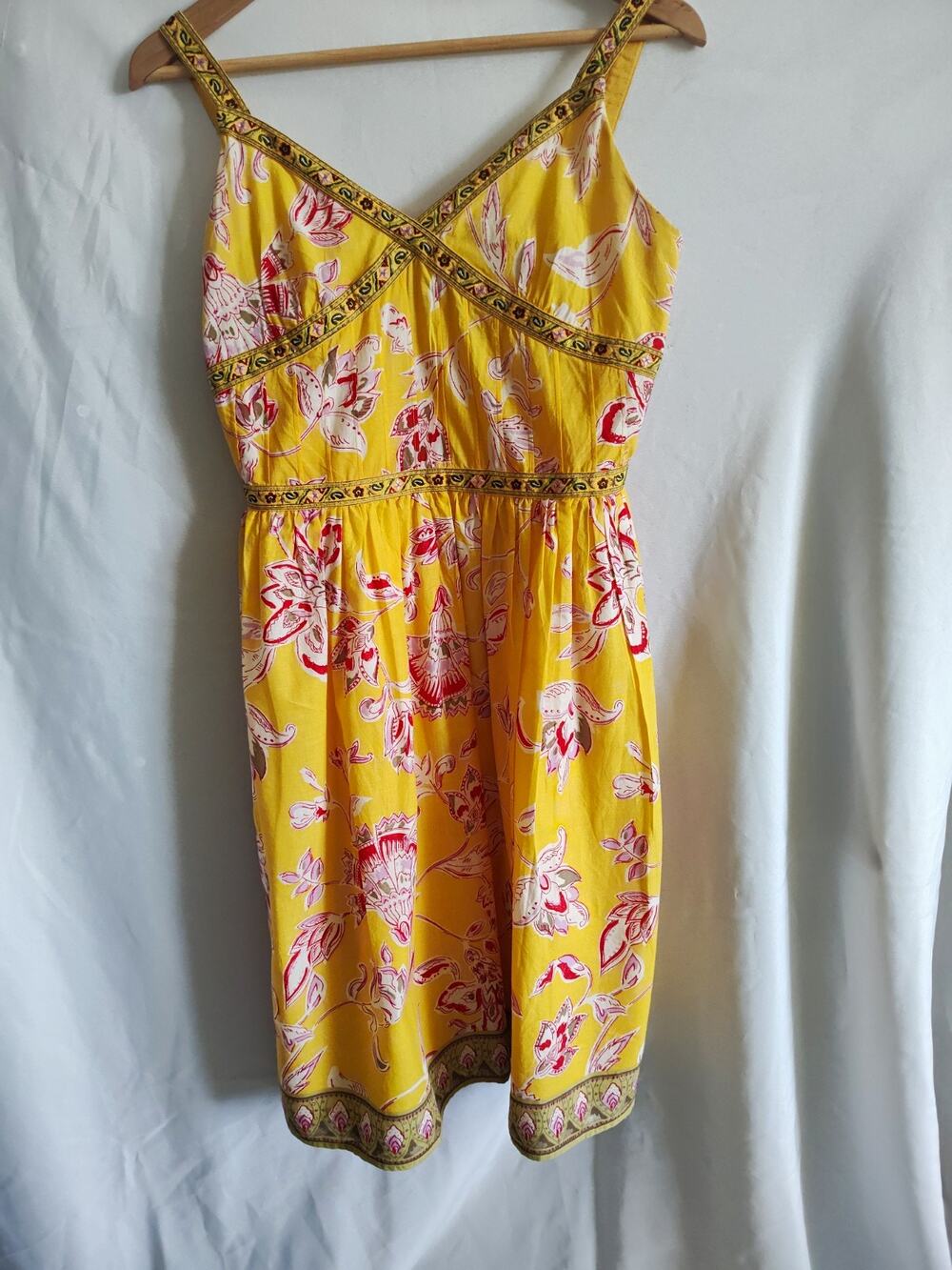 Spenser Jeremy Yellow Floral V-Neck Sleeveless Knee Fit & Flare Sundress 8